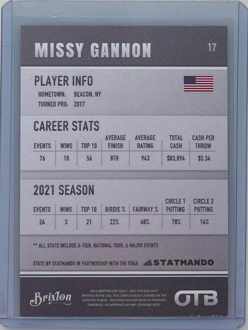 Brixton / OTB Trading Cards 17 Missy Gannon