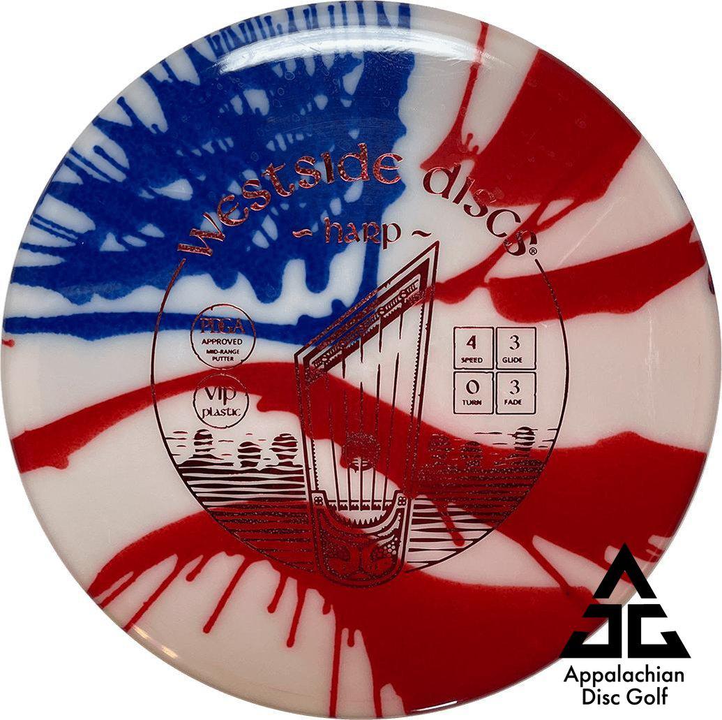 Harp VIP Mid-range Putter 4|3|0|3 MyDye American Flag - Appalachian Disc Golf