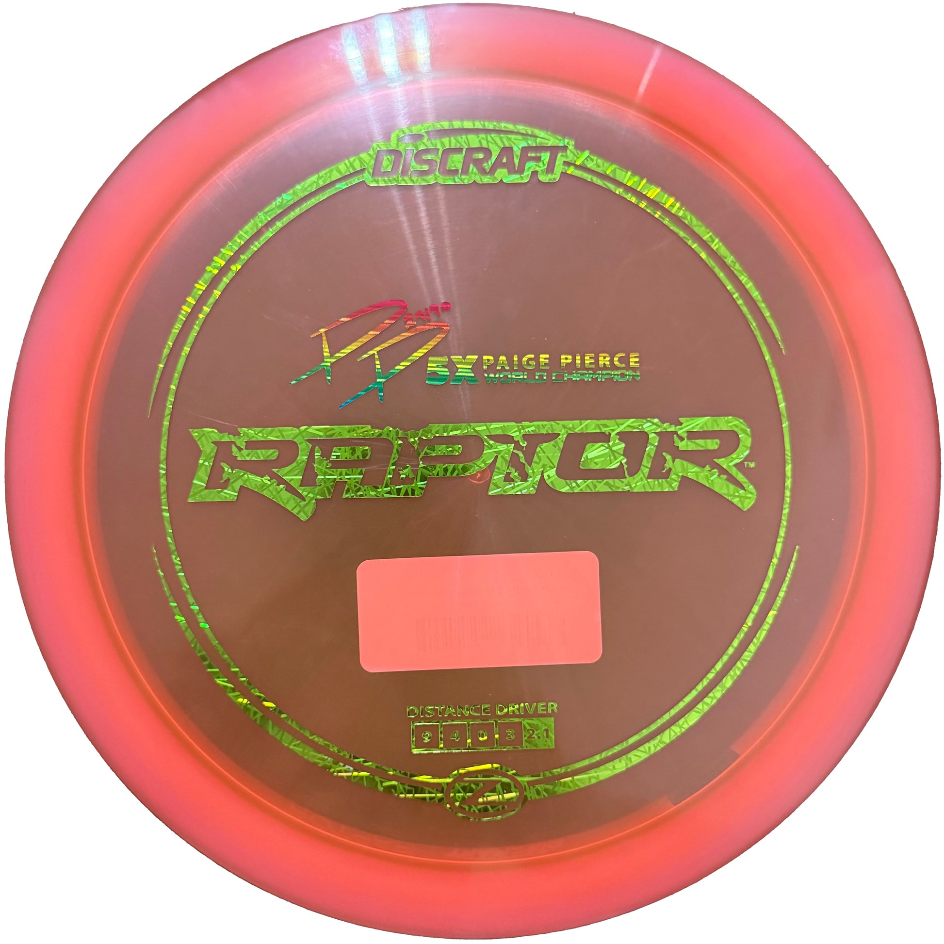 Discraft Paige Pierce Z Raptor Distance Driver 9|4|0|3 Stability 2.1